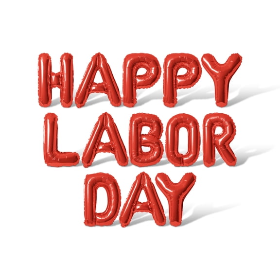 Letter Balloons - HAPPY LABOR DAY 16" Inch Alphabet Letters Foil Mylar Balloon Birthday Party Banner (Red)