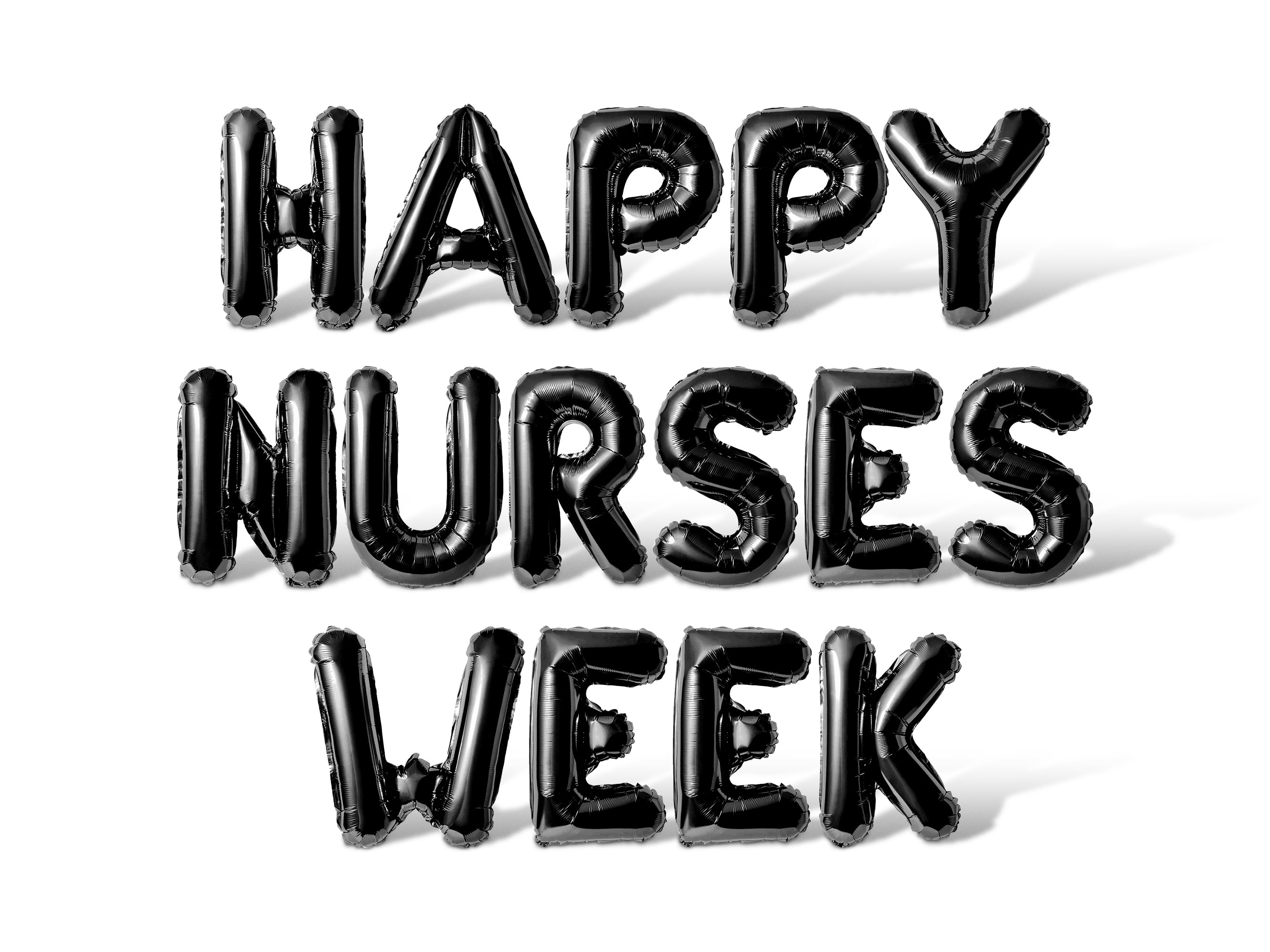 Letter Balloons - HAPPY NURSES DAY 16" Inch Alphabet Letters Foil Mylar Balloon Nurse Appreciation Party Banner (Black)