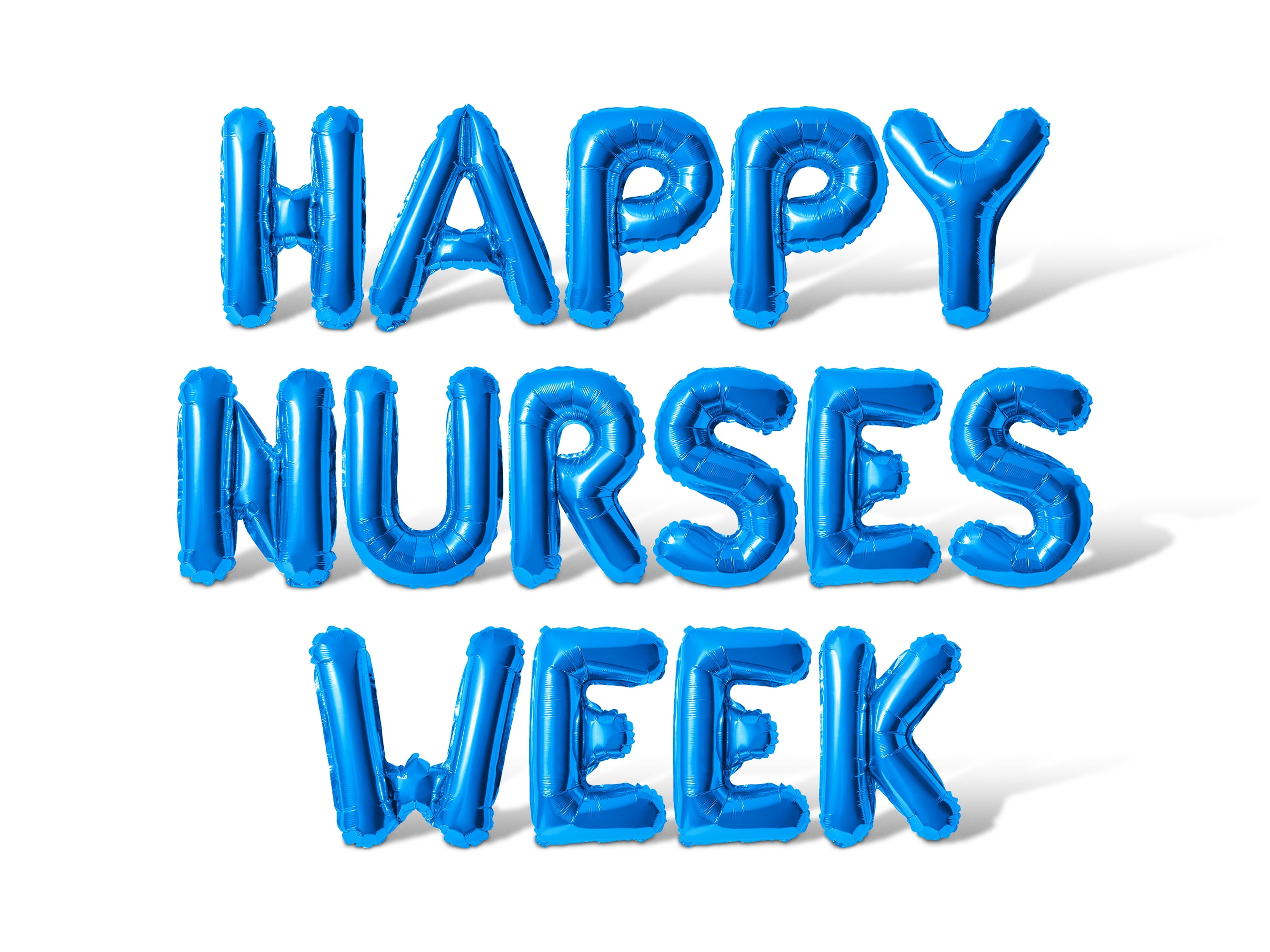 Letter Balloons - HAPPY NURSES WEEK 16" Inch Alphabet Letters Foil Mylar Balloon Nurse Appreciation Party Banner (Blue)