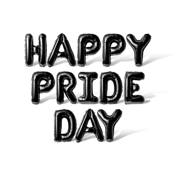 Letter Balloons - HAPPY PRIDE DAY 16" Inch Alphabet Letters Foil Mylar Balloon Pride Day Party Banner (Black)