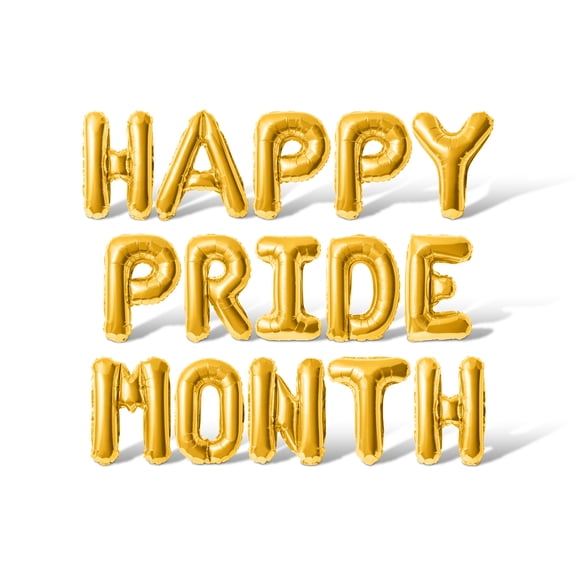 Letter Balloons - HAPPY PRIDE MONTH 16" Inch Alphabet Letters Foil Mylar Balloon Pride Day Party Banner (Gold)