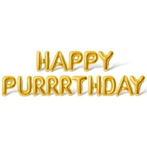 Letter Balloons - HAPPY PURRRTHDAY 16" Inch Alphabet Letters Foil Mylar Balloon Cat Birthday Party Banner (Gold)