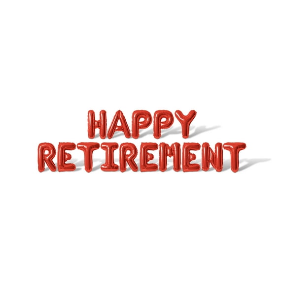 Letter Balloons - HAPPY RETIREMENT 16" Inch Alphabet Letters Foil Mylar Balloon Retirement Day Banner (Red)