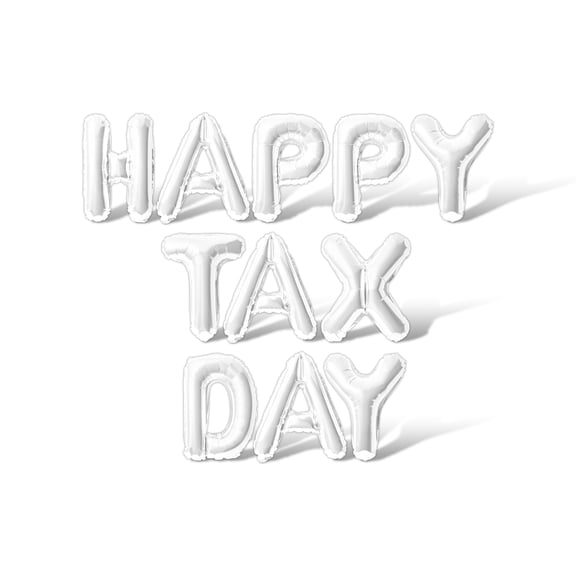 Letter Balloons - HAPPY TAX DAY 16" Inch Alphabet Letters Foil Mylar Balloon Easter Party Banner (White)