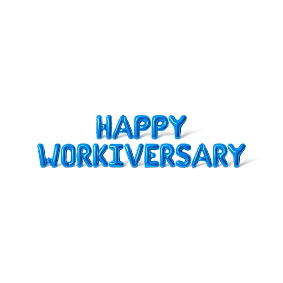 Letter Balloons - HAPPY WORKIVERSARY 16" Inch Alphabet Letters Foil Mylar Balloon Work Anniversary Party Banner (Blue)