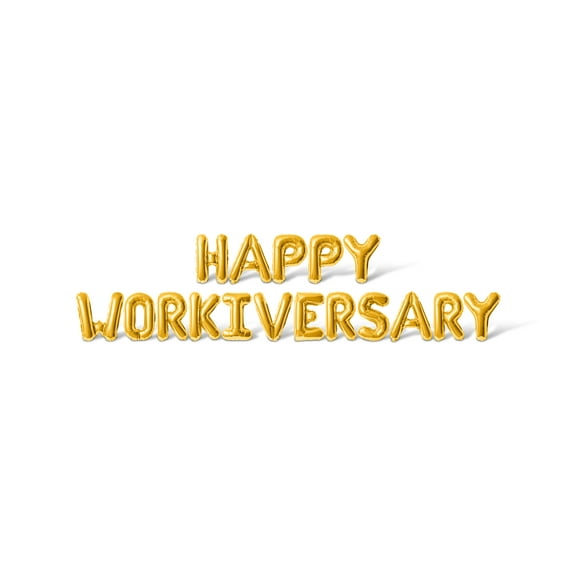 Letter Balloons - HAPPY WORKIVERSARY 16" Inch Alphabet Letters Foil Mylar Balloon Work Anniversary Party Banner (Gold)