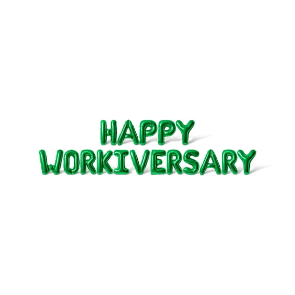 Letter Balloons - HAPPY WORKIVERSARY 16" Inch Alphabet Letters Foil Mylar Balloon Work Anniversary Party Banner (Green)