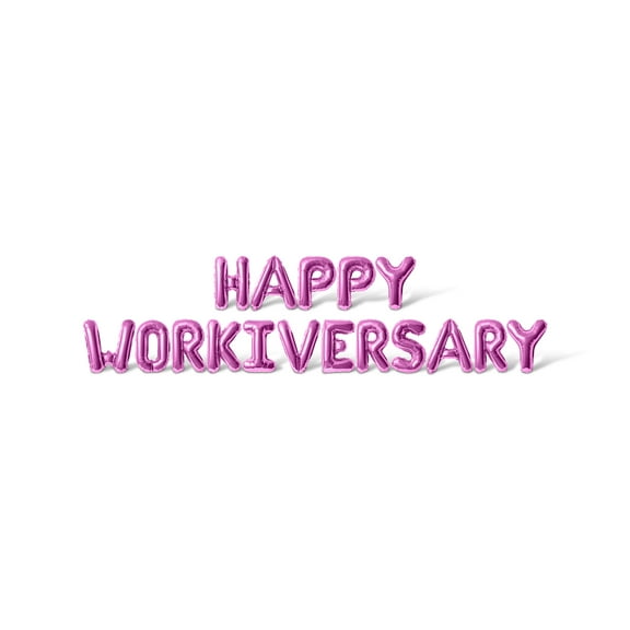 Letter Balloons - HAPPY WORKIVERSARY 16" Inch Alphabet Letters Foil Mylar Balloon Work Anniversary Party Banner (Pink)