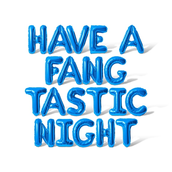 Letter Balloons - HAVE A FANG TASTIC NIGHT 16" Inch Alphabet Letters Foil Mylar Balloon Halloween Party Banner (Blue)