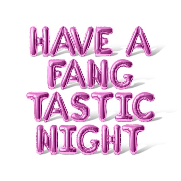 Letter Balloons - HAVE A FANG TASTIC NIGHT 16" Inch Alphabet Letters Foil Mylar Balloon Halloween Party Banner (Pink)