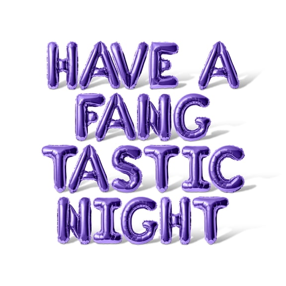 Letter Balloons - HAVE A FANG TASTIC NIGHT 16" Inch Alphabet Letters Foil Mylar Balloon Halloween Party Banner (Purple)