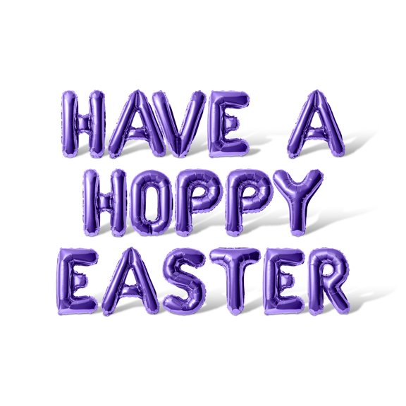 Letter Balloons - HAVE A HOPPY EASTER 16" Inch Alphabet Letters Foil Mylar Balloon Easter Party Banner (Purple)
