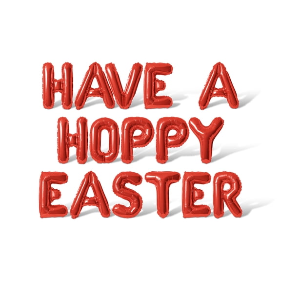 Letter Balloons - HAVE A HOPPY EASTER 16" Inch Alphabet Letters Foil Mylar Balloon Easter Party Banner (Red)