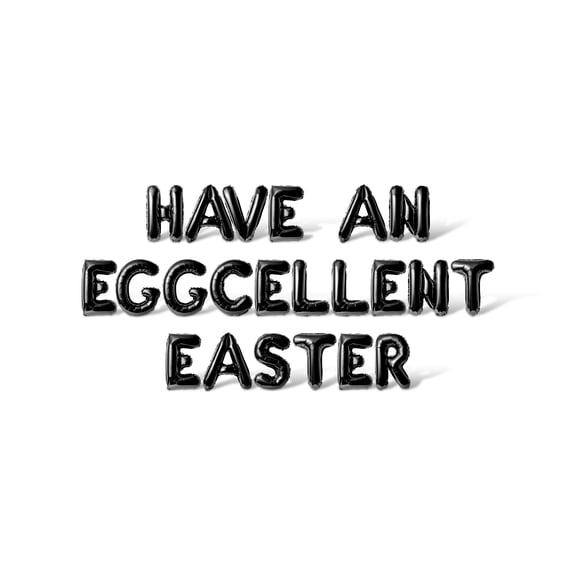 Letter Balloons - HAVE AN EGGCELLENT EASTER 16" Inch Alphabet Letters Foil Mylar Balloon Easter Party Banner (Black)