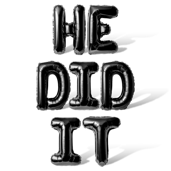 Letter Balloons - HE DID IT 16" Inch Alphabet Letters Foil Mylar Balloon Graduation Party Banner (Black)