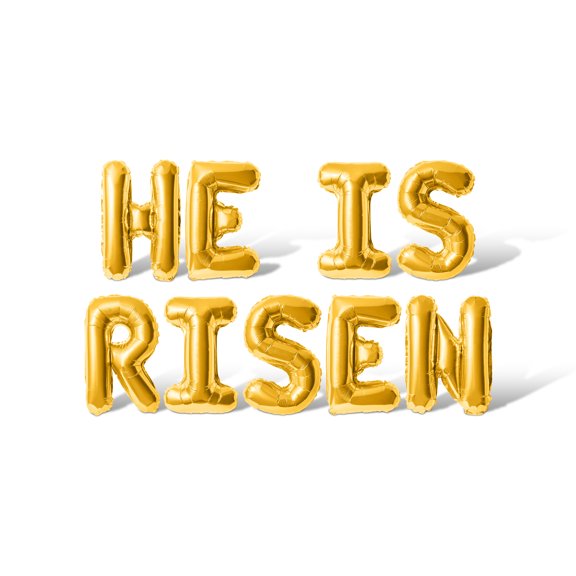 Letter Balloons - HE IS RISEN 16" Inch Alphabet Letters Foil Mylar Balloon Easter Party Banner (Gold)