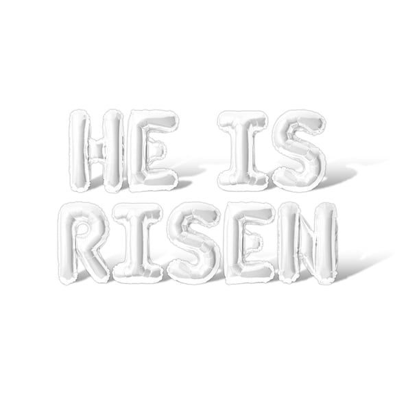 Letter Balloons - HE IS RISEN 16" Inch Alphabet Letters Foil Mylar Balloon Easter Party Banner (White)
