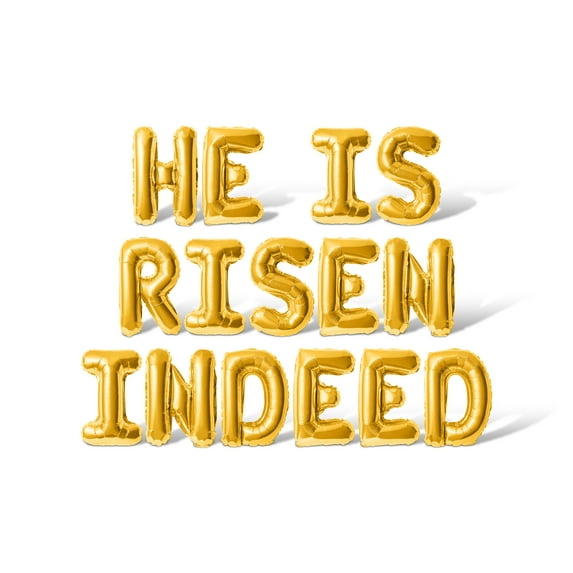 Letter Balloons - HE IS RISEN INDEED 16" Inch Alphabet Letters Foil Mylar Balloon Easter Party Banner (Gold)