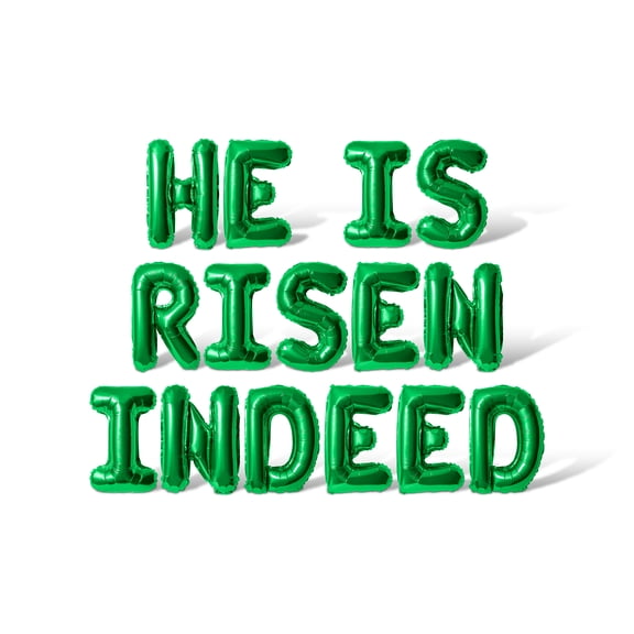 Letter Balloons - HE IS RISEN INDEED 16" Inch Alphabet Letters Foil Mylar Balloon Easter Party Banner (Green)