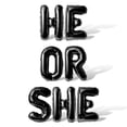 thumbnail image 1 of Letter Balloons - HE OR SHE 16" Inch Alphabet Letters Foil Mylar Balloon Baby Shower Party Banner (Black), 1 of 5