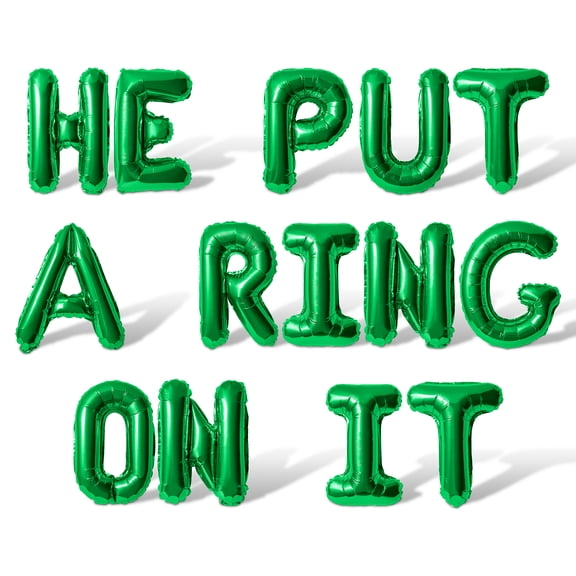 Letter Balloons - HE PUT A RING ON IT 16" Inch Alphabet Letters Foil Mylar Balloon Engagement Party Banner (Green)