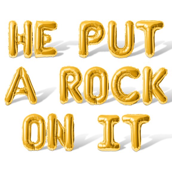 Letter Balloons - HE PUT A ROCK ON IT 16" Inch Alphabet Letters Foil Mylar Balloon Engagement Party Banner (Gold)