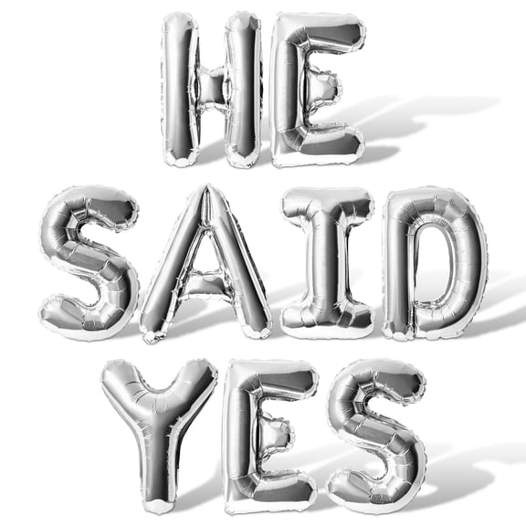 Letter Balloons - HE SAID YES 16" Inch Alphabet Letters Foil Mylar Balloon Bachelor Party Banner (Silver)