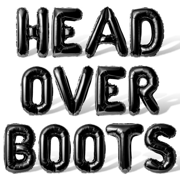Letter Balloons - HEAD OVER BOOTS 16" Inch Alphabet Letters Foil Mylar Balloon Bachelorette Party Banner (Black)
