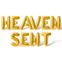 Letter Balloons - HEAVEN SENT 16" Inch Alphabet Letters Foil Mylar Balloon Baby Shower Party Banner (Gold)