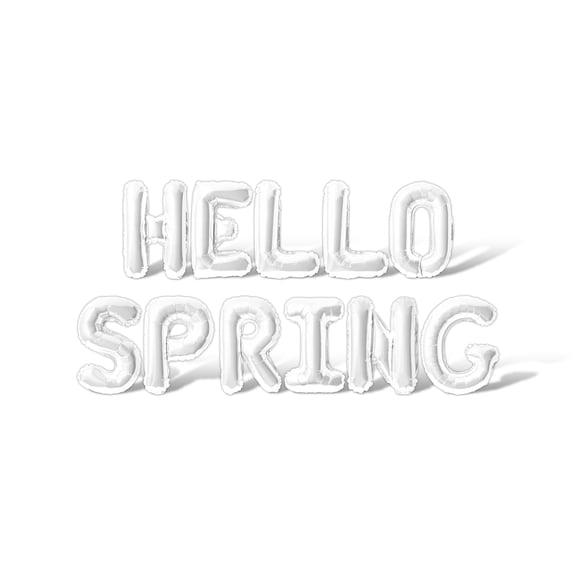 Letter Balloons - HELLO SPRING 16" Inch Alphabet Letters Foil Mylar Balloon Easter Party Banner (White)