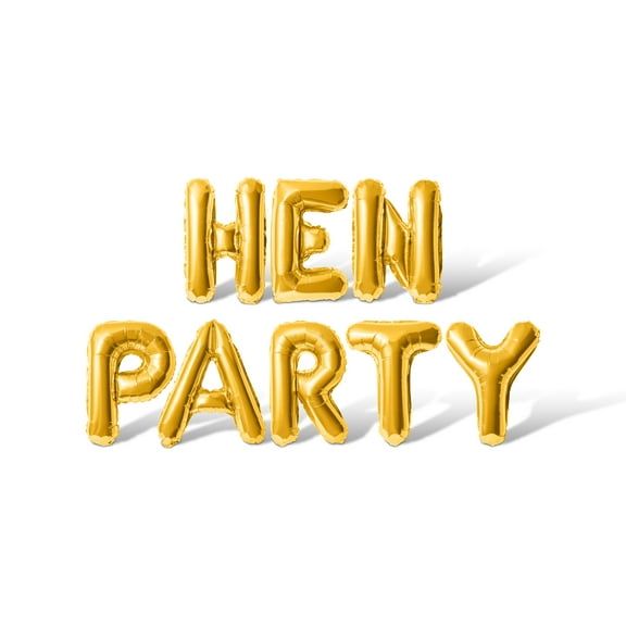 Letter Balloons - HEN PARTY 16" Inch Alphabet Letters Foil Mylar Balloon Bachelorette or Bridal Shower Party Banner (Gold)