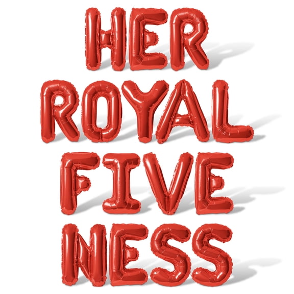 Letter Balloons - HER ROYAL FIVE NESS 16" Inch Alphabet Letters Foil Mylar Balloon 5th Birthday Party Banner (Red)
