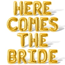 Letter Balloons - HERE COMES THE BRIDE 16" Inch Alphabet Letters Foil Mylar Balloon Bachelorette Party Banner (Gold)
