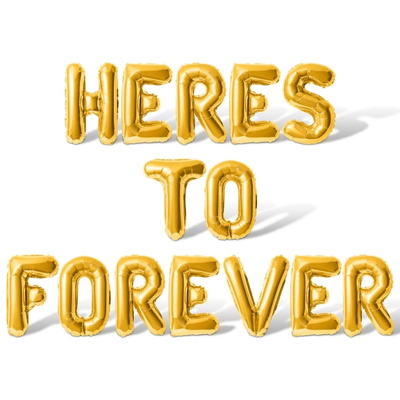 Letter Balloons - HERES TO FOREVER 16" Inch Alphabet Letters Foil Mylar Balloon Bachelorette Party Banner (Gold)