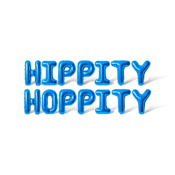 Letter Balloons - HIPPITY HOPPITY 16" Inch Alphabet Letters Foil Mylar Balloon Easter Party Banner (Blue)