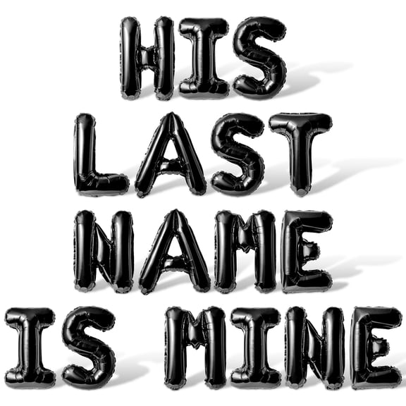 Letter Balloons - HIS LAST NAME IS MINE 16" Inch Alphabet Letters Foil Mylar Balloon Bachelorette Party Banner (Black)