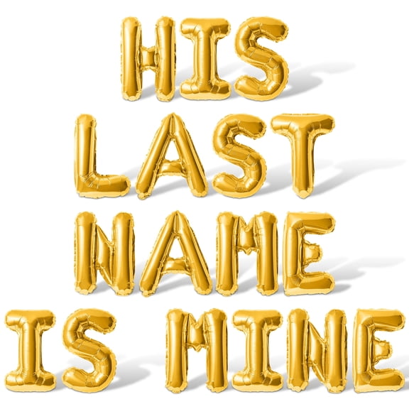 Letter Balloons - HIS LAST NAME IS MINE 16" Inch Alphabet Letters Foil Mylar Balloon Bachelorette Party Banner (Gold)