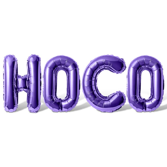 Letter Balloons - HOCO 16" Inch Alphabet Letters Foil Mylar Balloon Homecoming Party Banner (Purple)