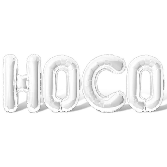 Letter Balloons - HOCO 16" Inch Alphabet Letters Foil Mylar Balloon Homecoming Party Banner (White)