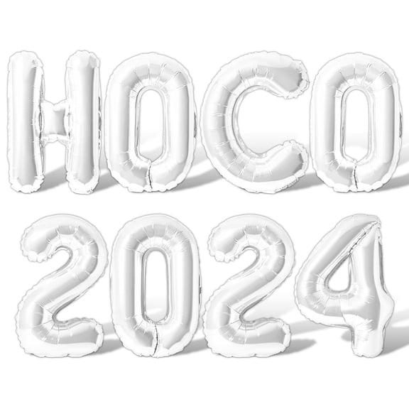 Letter Balloons - HOCO 2024 16" Inch Alphabet Letters Foil Mylar Balloon Homecoming Party Banner (White)