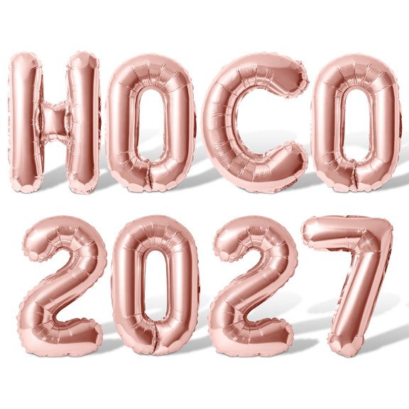 Letter Balloons - HOCO 2027 16" Inch Alphabet Letters Foil Mylar Balloon Homecoming Party Banner (Rose Gold)