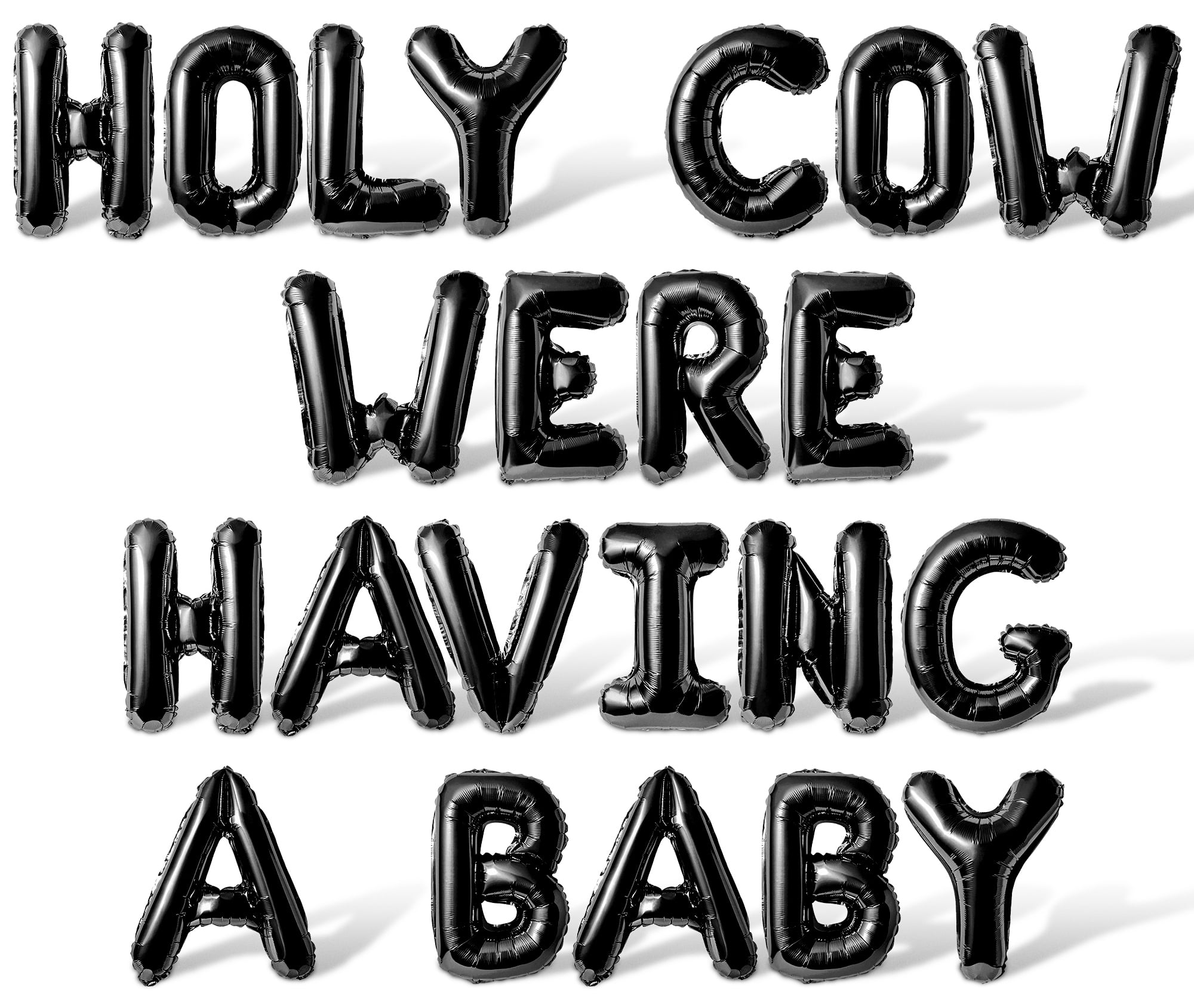 Letter Balloons - HOLY COW WERE HAVING A BABY 16" Inch Alphabet Letters Foil Mylar Balloon Baby Shower Party Banner (Black)