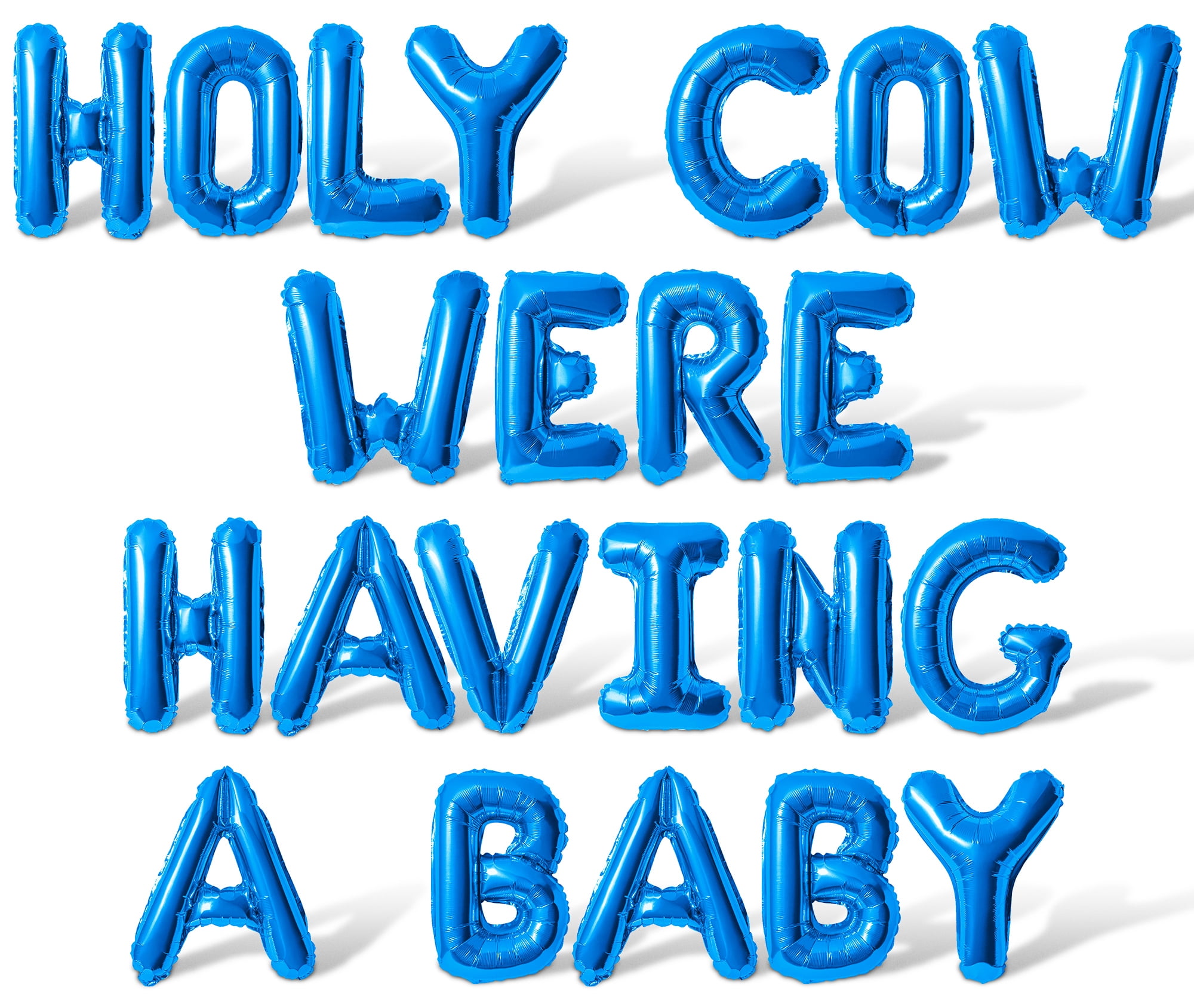 Letter Balloons - HOLY COW WERE HAVING A BABY 16" Inch Alphabet Letters Foil Mylar Balloon Baby Shower Party Banner (Blue)