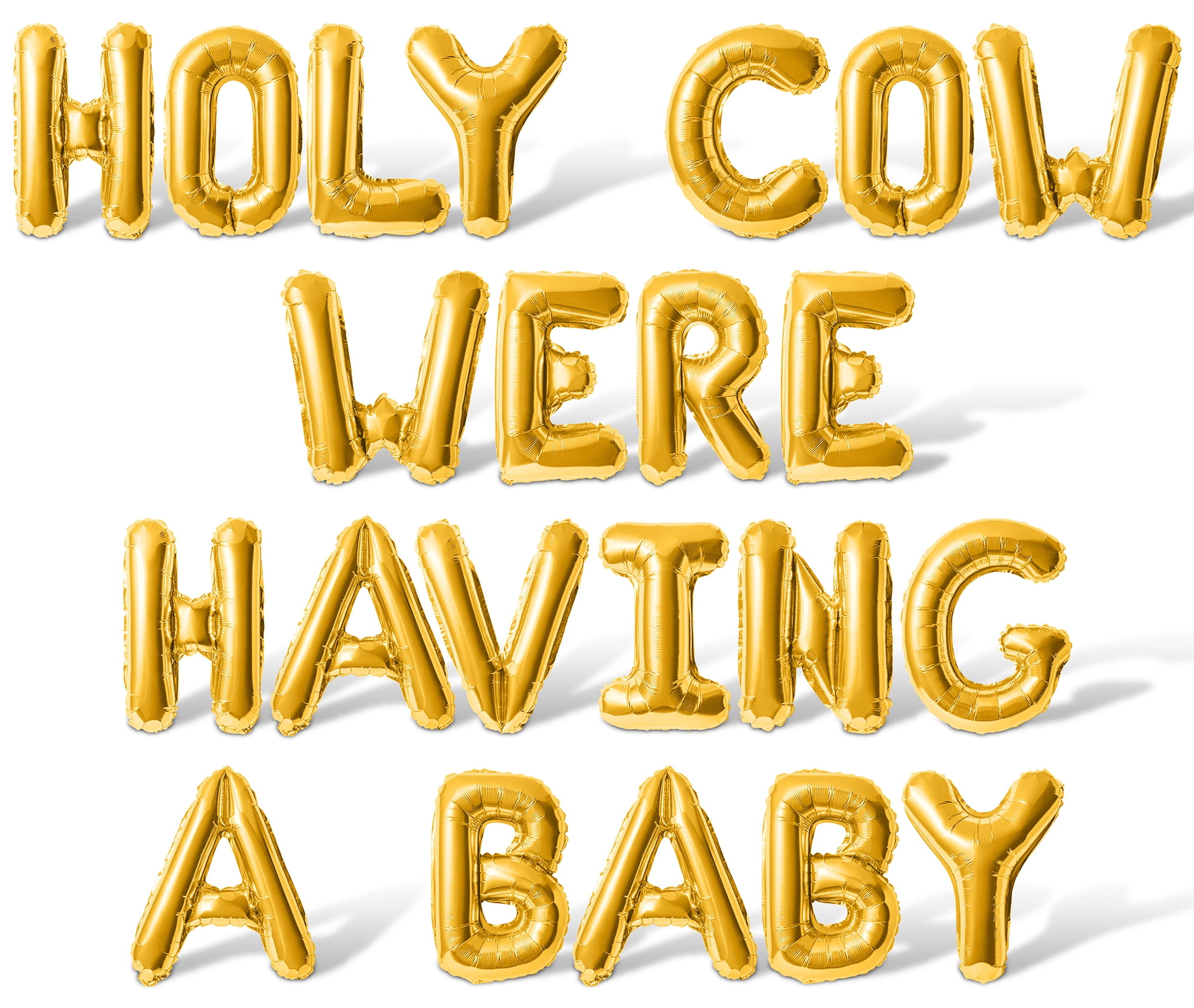 Letter Balloons - HOLY COW WERE HAVING A BABY 16" Inch Alphabet Letters Foil Mylar Balloon Baby Shower Party Banner (Gold)