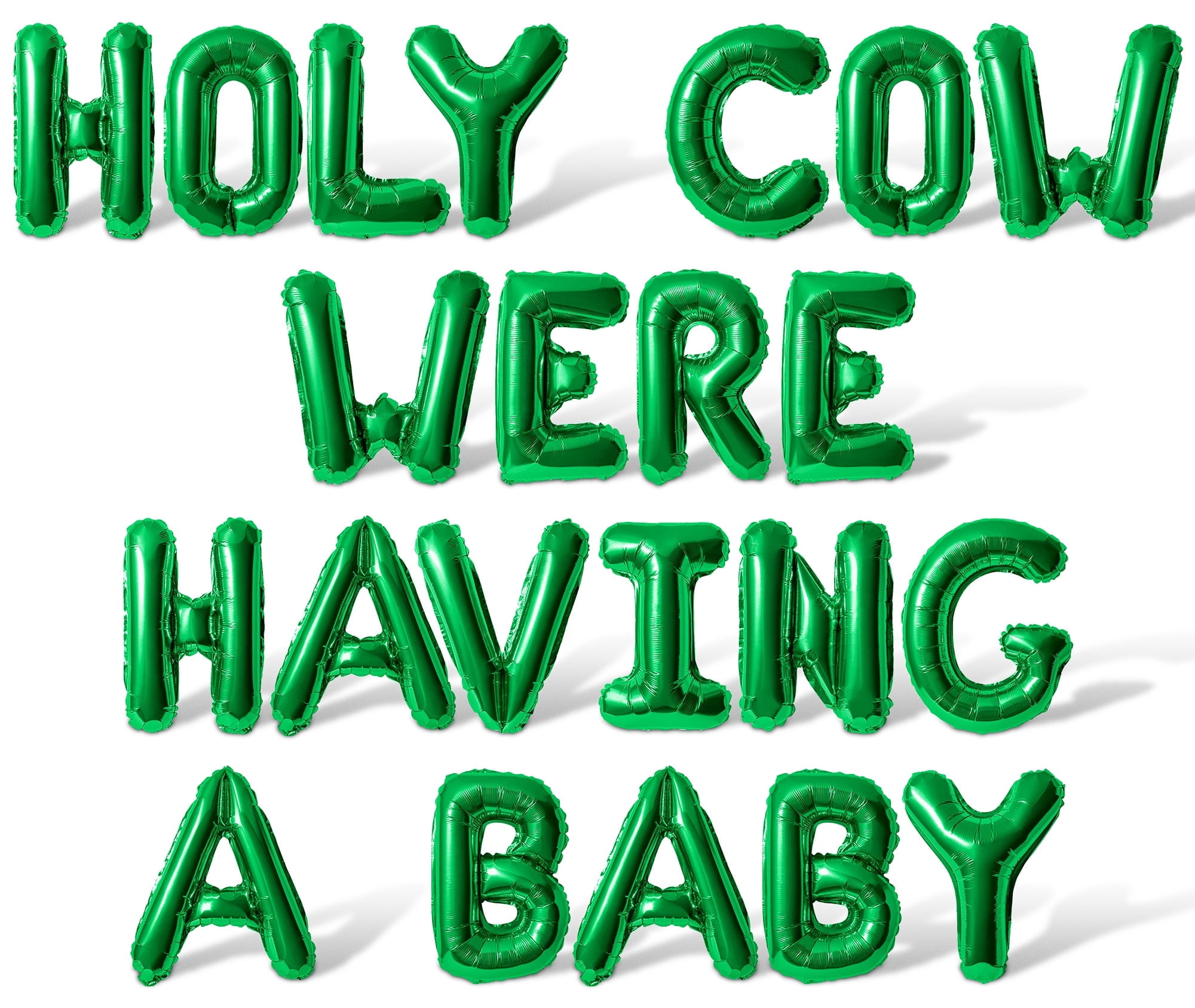 Letter Balloons - HOLY COW WERE HAVING A BABY 16" Inch Alphabet Letters Foil Mylar Balloon Baby Shower Party Banner (Green)
