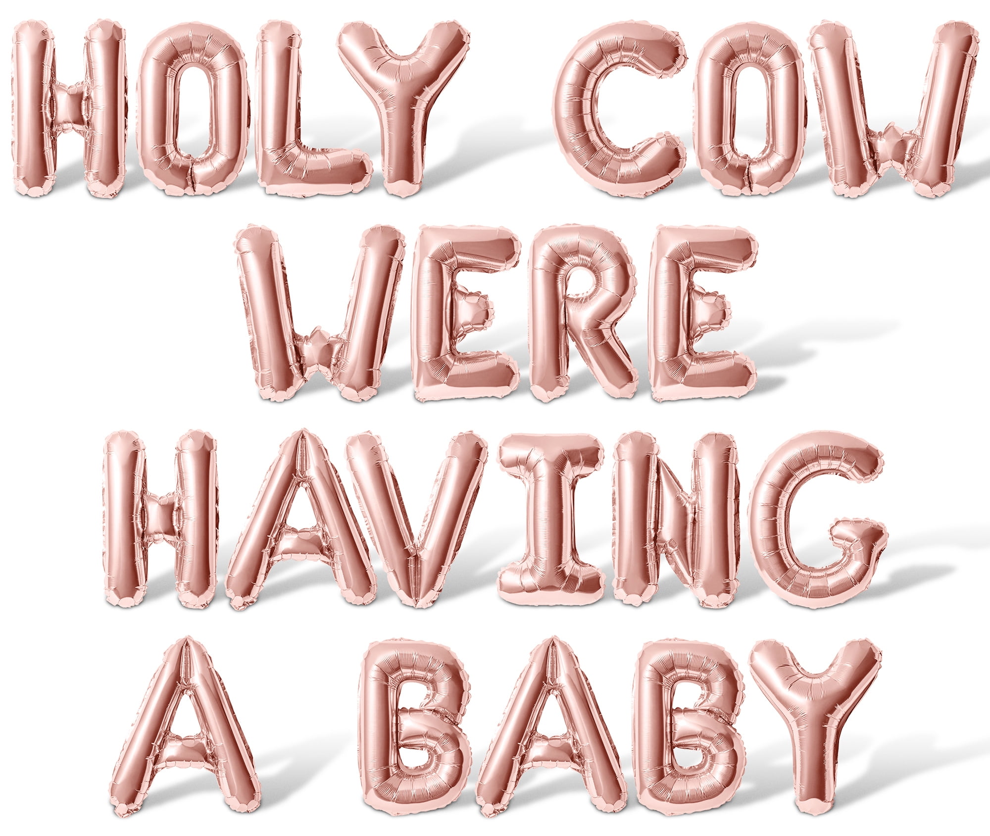 Letter Balloons - HOLY COW WERE HAVING A BABY 16" Inch Alphabet Letters Foil Mylar Balloon Baby Shower Party Banner (Rose Gold)