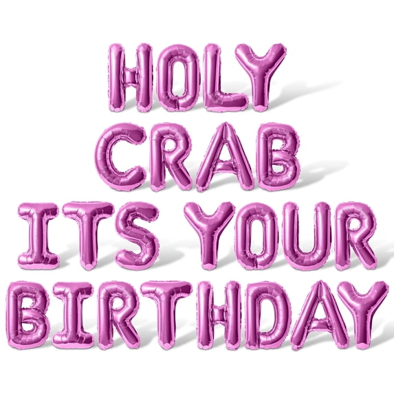Letter Balloons - HOLY CRAB ITS YOUR BIRTHDAY 16" Inch Alphabet Letters Foil Mylar Balloon Birthday Party Banner (Pink)