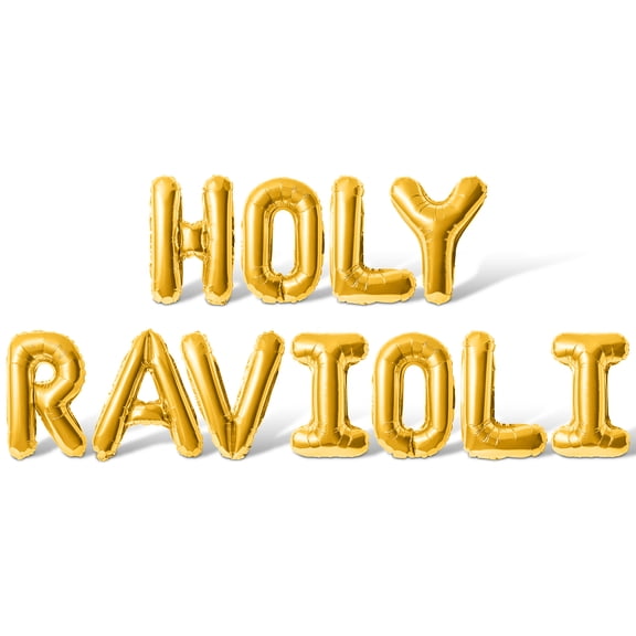 Letter Balloons - HOLY RAVIOLI 16" Inch Alphabet Letters Foil Mylar Balloon Bachelorette Party Banner (Gold)