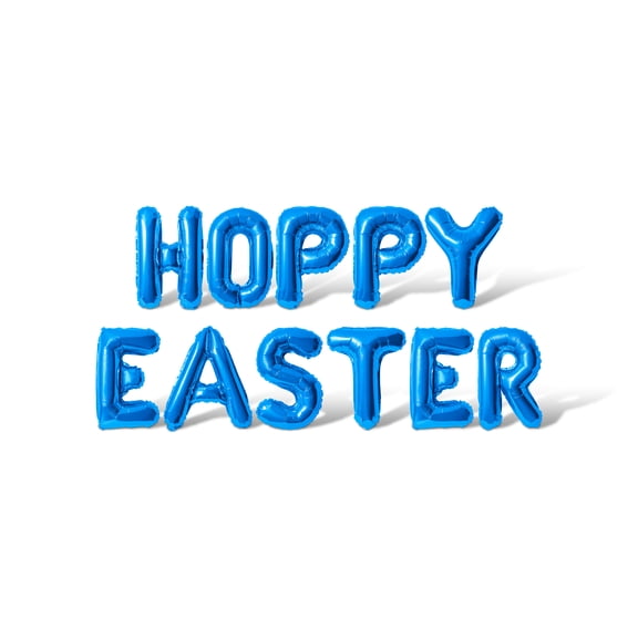 Letter Balloons - HOPPY EASTER 16" Inch Alphabet Letters Foil Mylar Balloon Easter Party Banner (Blue)