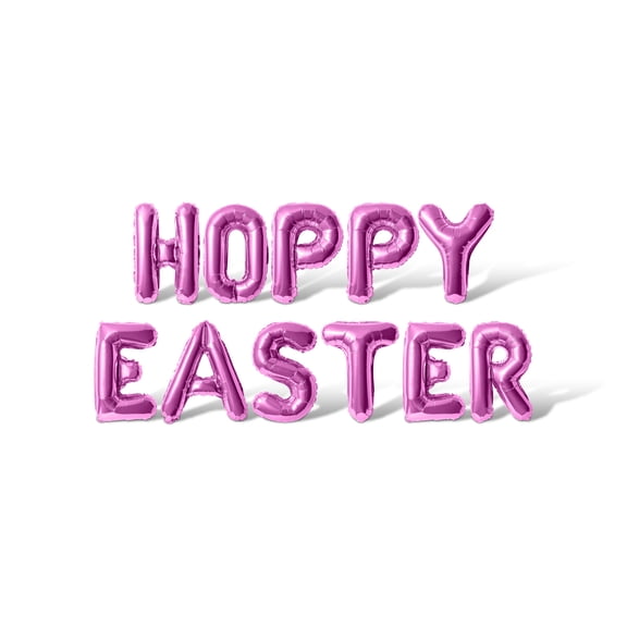 Letter Balloons - HOPPY EASTER 16" Inch Alphabet Letters Foil Mylar Balloon Easter Party Banner (Pink)